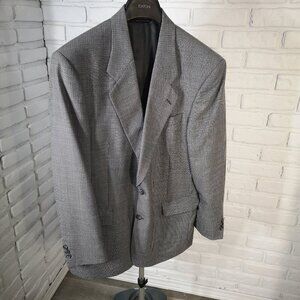 Manzoni Men's Grey Checkered Lined in Plain Grey 100% Wool Sports Coat